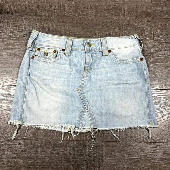 True Religion Mini Skirt Women's 31 Blue Denim Beach Chic Streetwear Outdoor USA - Picture 1 of 7